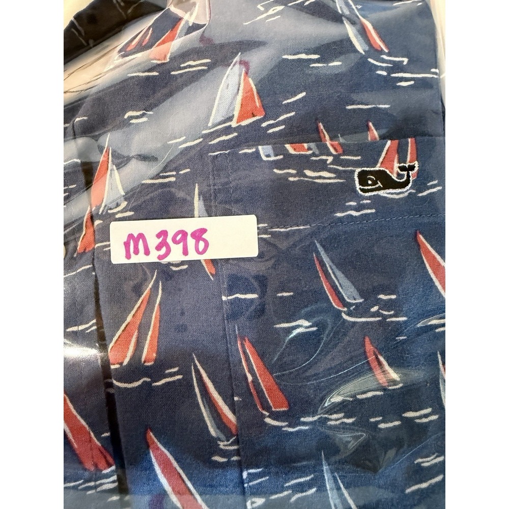 Vineyard Vines Mens XL Classic Fit Tucker Shirt Blue Short Sleeve Cotton - Picture 11 of 12